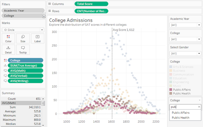 A screenshot of Tableau's data highlighter. Photo via Tableau.